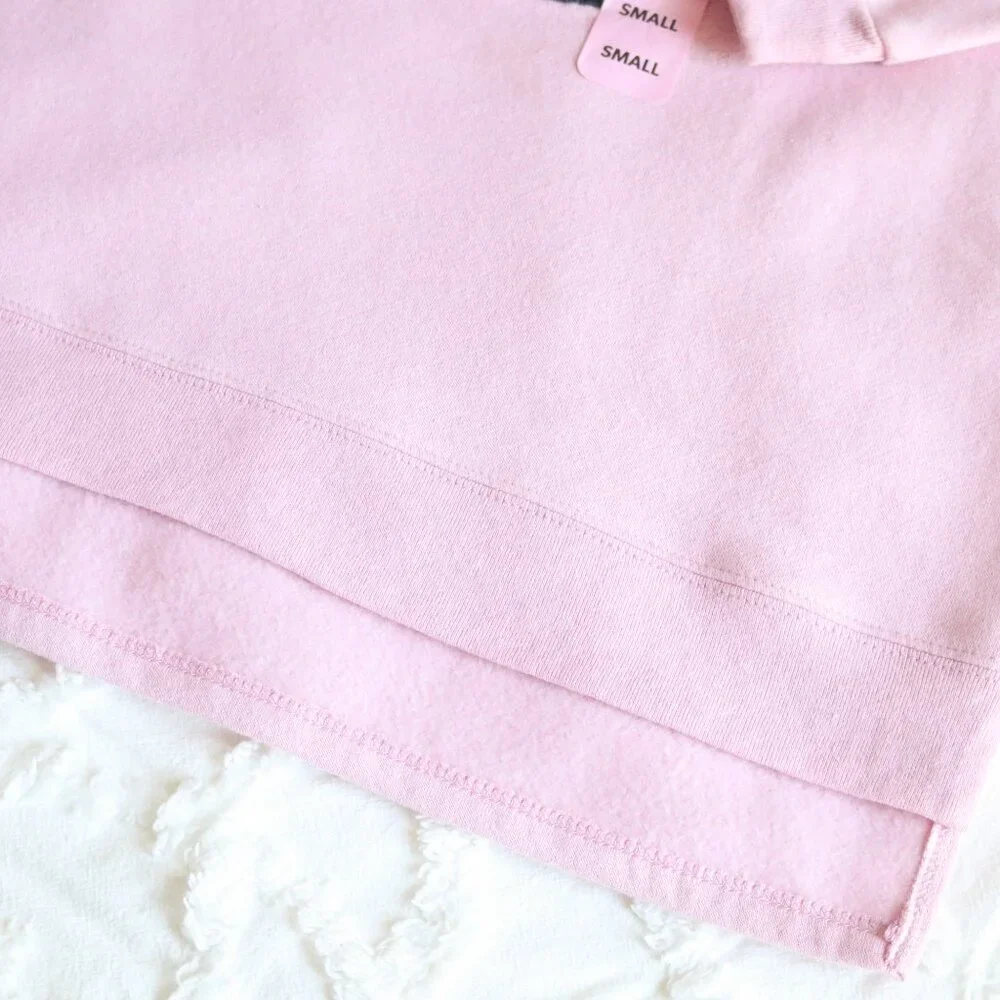 Peanuts | Snoopy Chenille Embroidered Patch Soft Fleece Pink Sweatshirt NWT | S - Picture 10 of 13